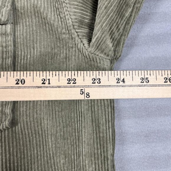 Zara Corduroy Shirt Jacket Womens Medium Olive Green Oversized Shacket Buttons - Picture 5 of 9